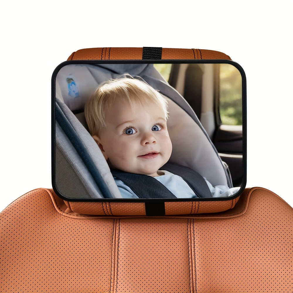 Baby Car Seat Mirror - 360° Adjustable Shatterproof Convex Safety Rearview Mirror with Adjustable Strap, Wide-Angle Baby Monitor for & Car Seats, Compatible with All Vehicles (Easy Install, No Tools Required)
