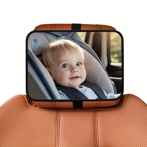 Baby Car Seat Mirror - 360° Adjustable Shatterproof Convex Safety Rearview Mirror with Adjustable Strap, Wide-Angle Baby Monitor for & Car Seats, Compatible with All Vehicles (Easy Install, No Tools Required)