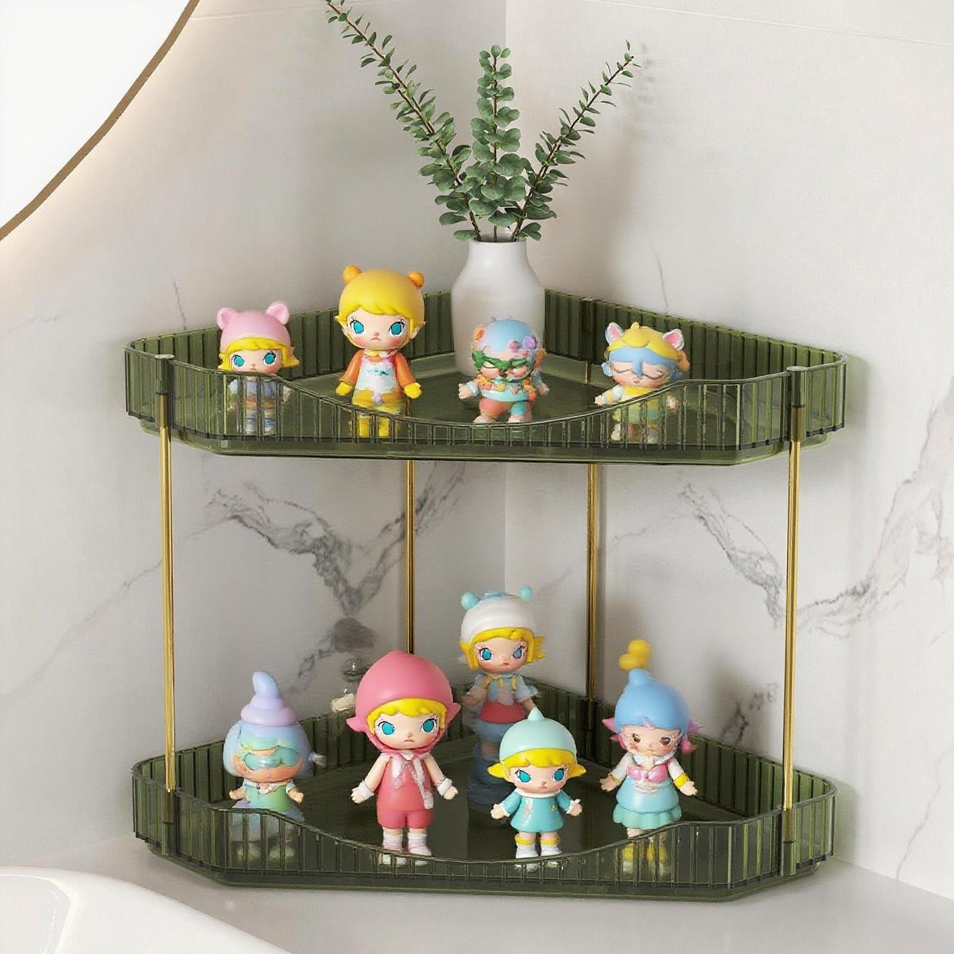 Bathroom Organiser Countertop Storage, Plastic Makeup Skincare Organiser, Vanity Perfume Trays Counter Shelf, Corner Shower Caddy, Corner Storage in Dresser, Bedroom, Kitchen