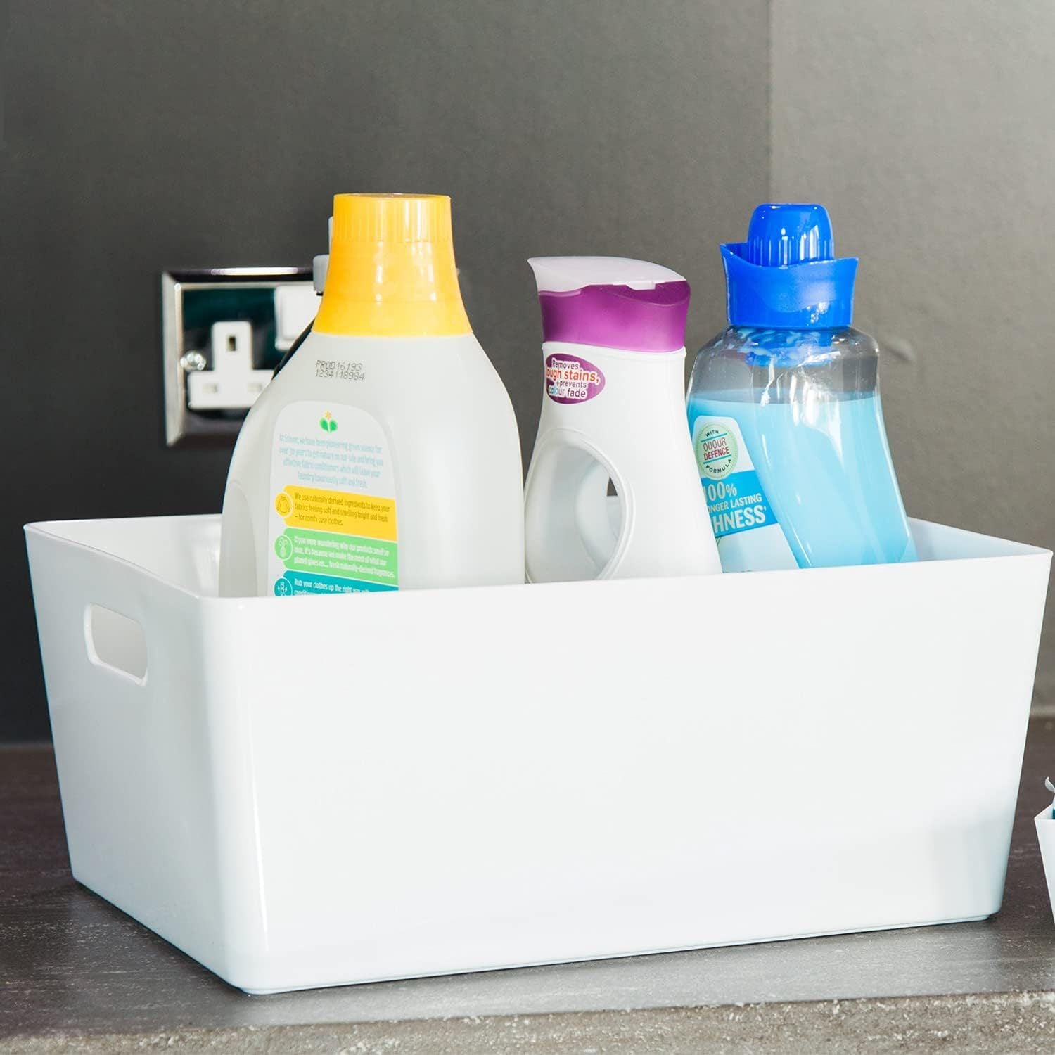 Niftii 5-Pack Plastic Storage Baskets with Sturdy Handles, Lightweight & Durable Design, Ideal for Kitchen, Bathroom, and Cleaning Organisation, 3.9L Capacity, 17 x 25 x 11cm