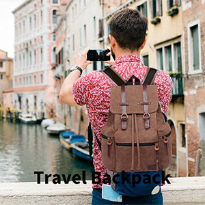 Canvas Backpack Unisex Vintage Rucksack School Bag Casual Daypack for Women/Men Outdoor Travel Hiking Camping