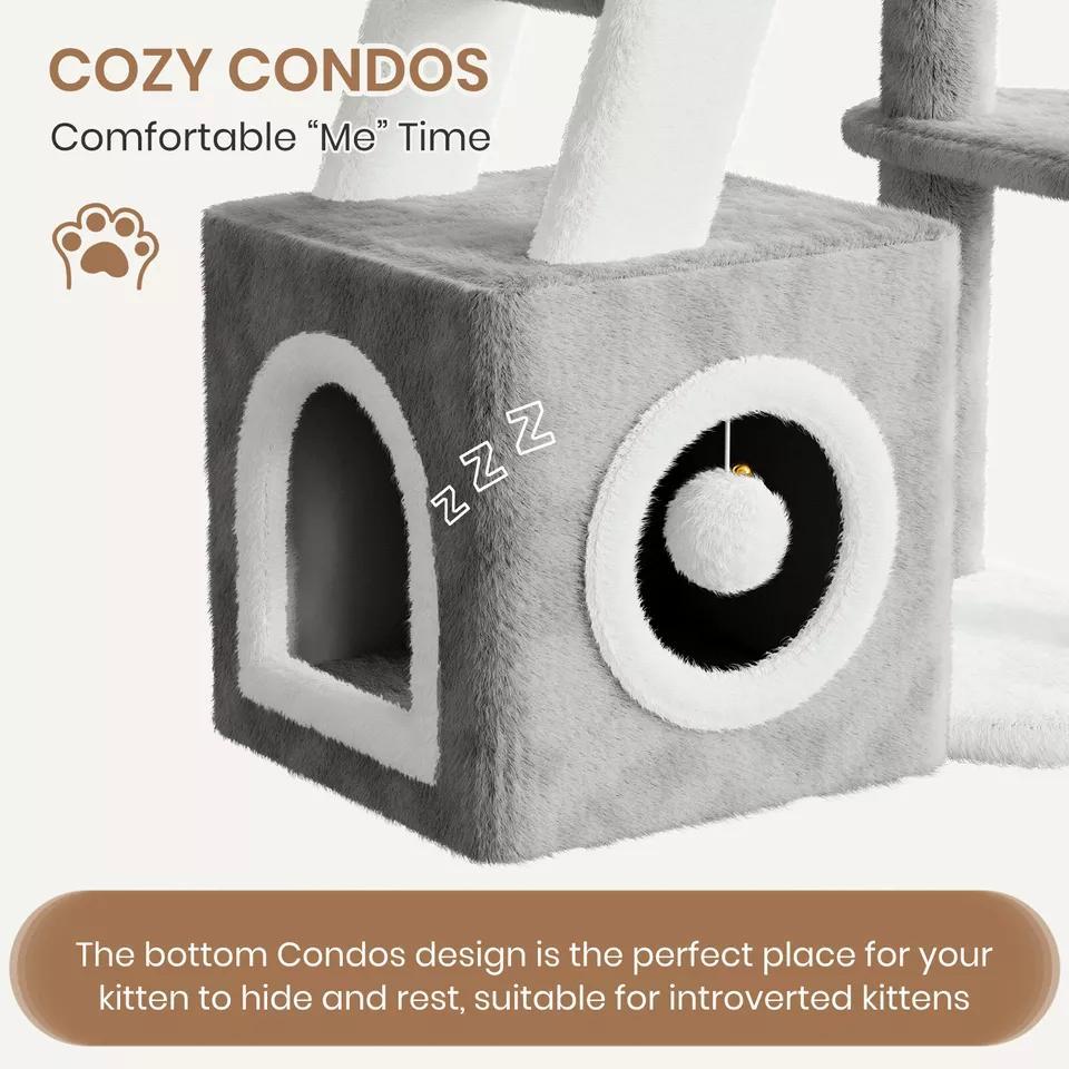 Dogat 107cm High - Quality Multilevel Cat Tree Tower with Scratching Posts - The Perfect Indoor Climbing House Condo for Your Feline Friend