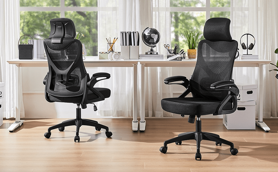 Costoffs Office Chair with Flip-up Armrest, Comfy Desk Chair with Adjustable Padded Headrest, Gaming Chair, Big and Tall Office Chair, Computer Chair with Customized Lumbar Support and Cushioned Seat