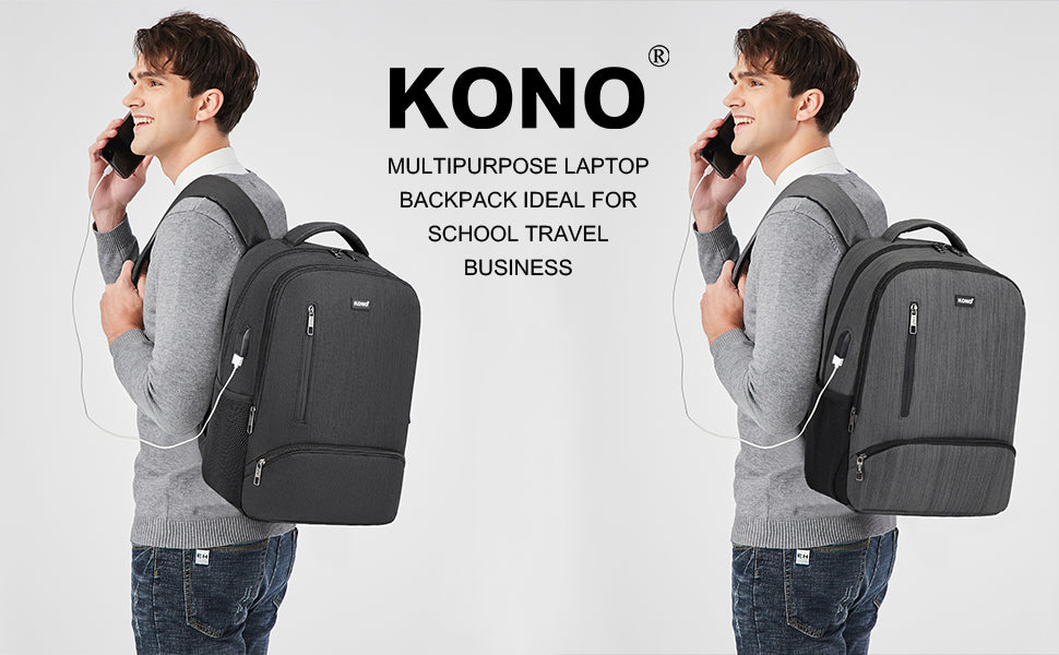 Travel Laptop Backpack with USB Port - Water Resistant 15.6 Inch Computer Bag for Work, School & Casual Use (Men/Women)