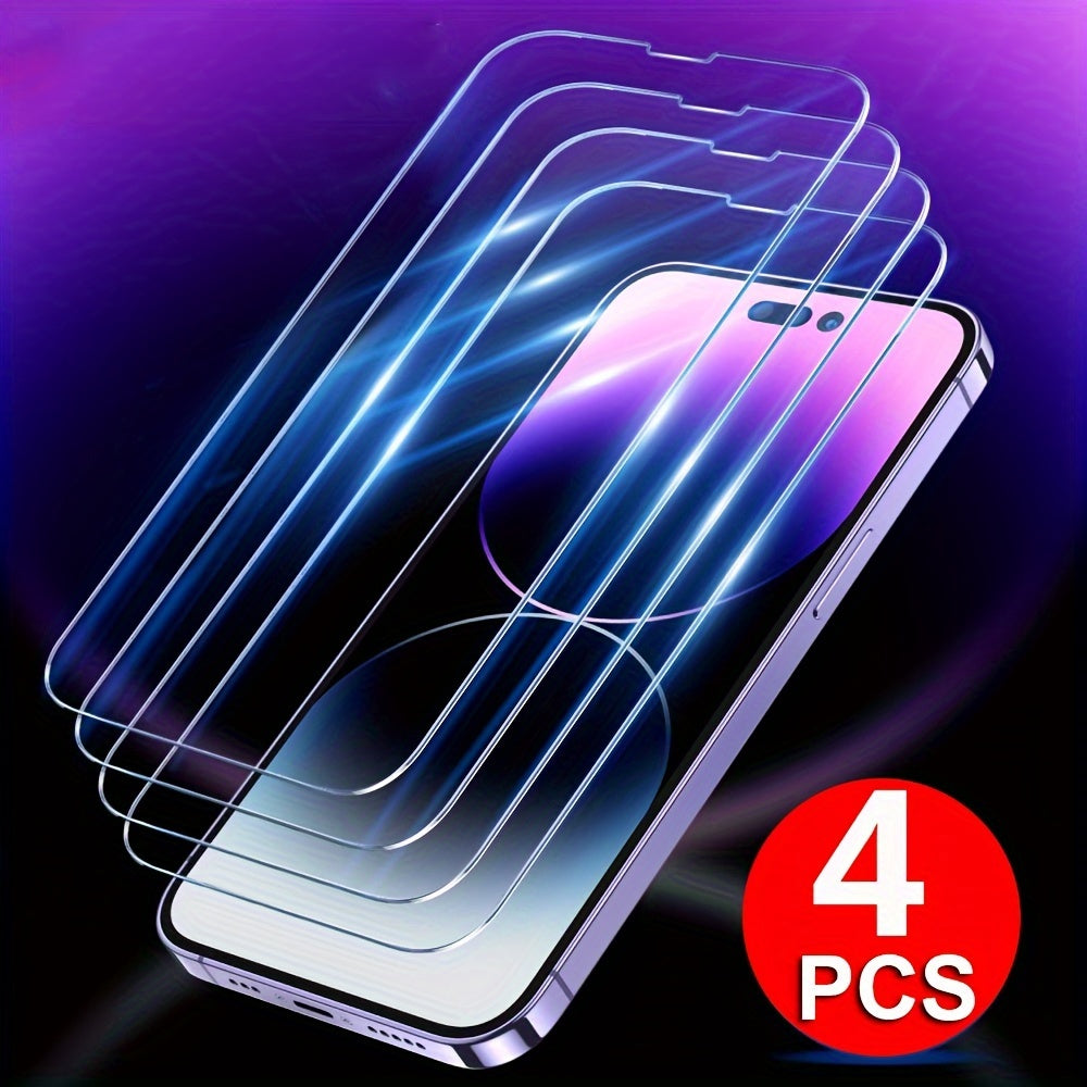 4-Pack HD Tempered Glass Screen Protection for iPhone 11 12 13 14 15 16 17 Pro 13 14 15 16 17 Pro Max 17 Air 16e 14 15 16 Plus Protective Glass Film