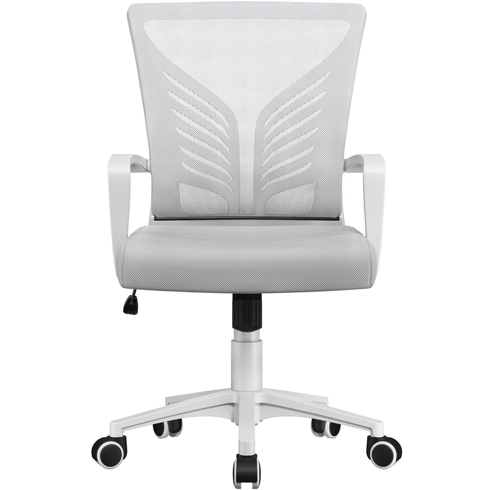 Costoffs Adjustable Ergonomic Office Chair with Mesh Backrest, Swivel Desk Chair with Armrests Comfy Computer Chair, Versatile Use Reclining Chairs for Meeting Rooms, Home Office, Black/White, 1 or 2 pcs