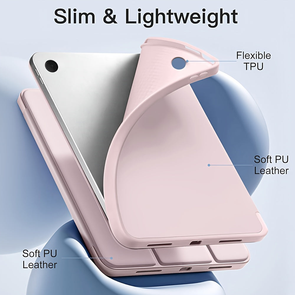 Case for Samsung Galaxy Tab A9 Plus 11-Inch 2023 (SM-X210 SM-X215), for Tab A9/A8/A7 Lite/S7/S8/S9/S10 FE, Soft Smooth Back Protective Cover, Lightweight, Scratch-Resistant, Anti-Slip, Foldable Stand, Auto Sleep/Wake Function