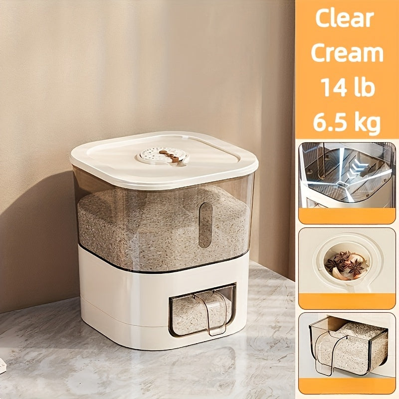 Automatic Rice Dispenser – Large Capacity Sealed & Moisture-Proof Grain Storage Container with Measuring Cup for Rice, Flour, Pet Food