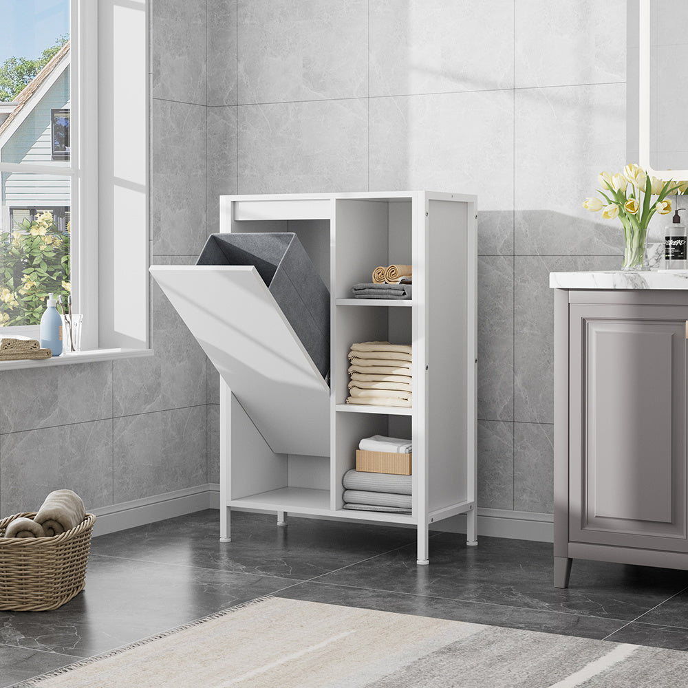 1-Pack L60*W30*H90CM Bathroom Storage Cabinet, Shoe Storage Cabinet Home Hallway Furniture 1 Doors / Adjustable 4 Shelves Cupboard Footwear Rack Stand Organiser White