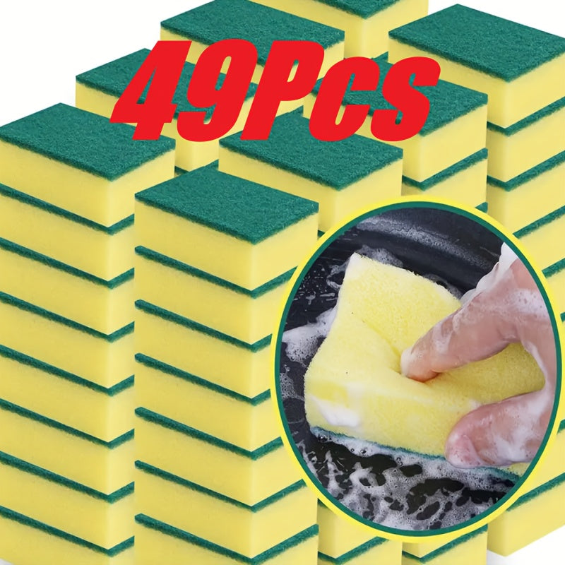 9/19/29/39/49pcs Kitchen Sponges, Multifunctional, Super Absorbent, Rust and Oil Remover, Double Grip Design, Suitable for Utensils, Cookware, and Furniture Cleaning