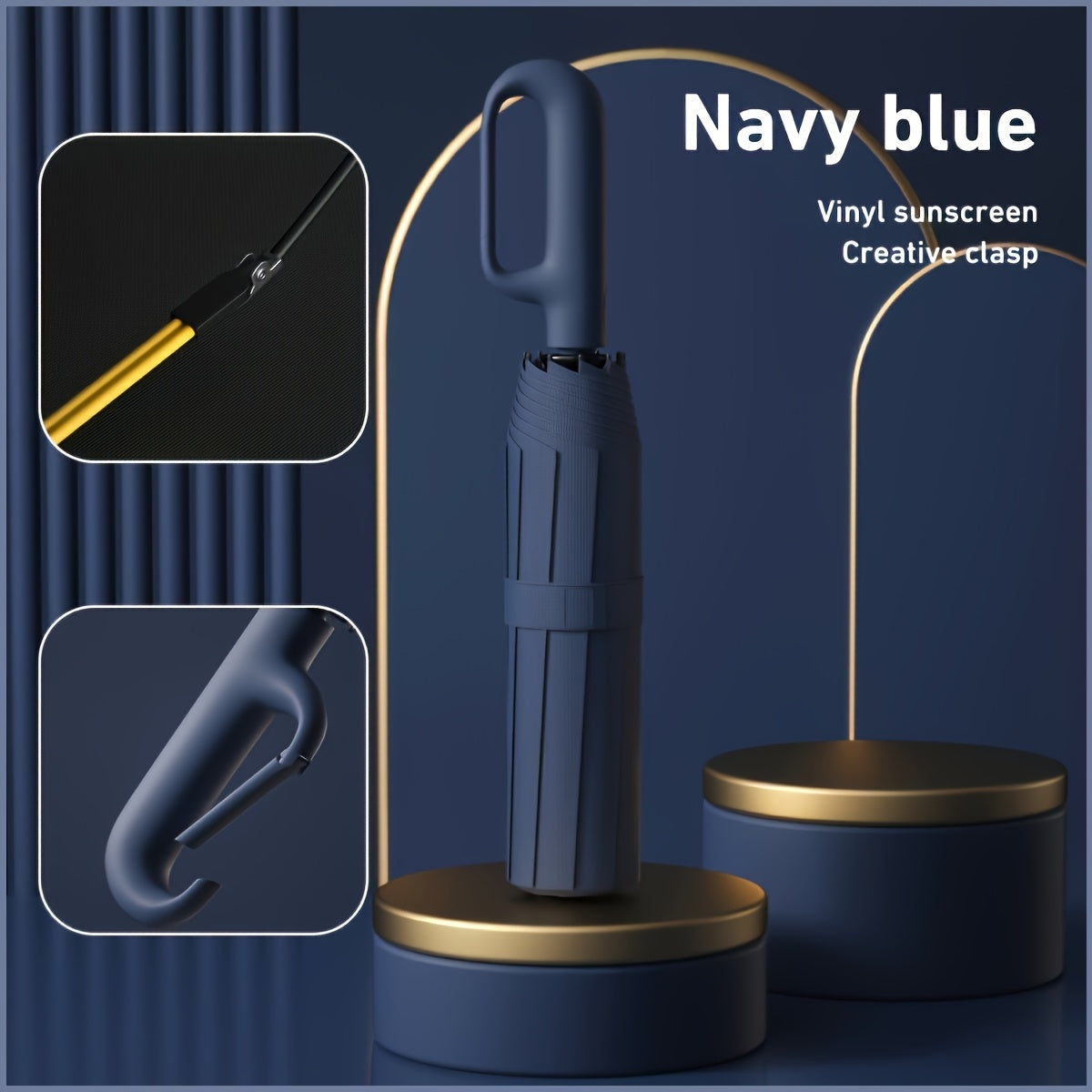 Automatic Rotating Buckle Umbrella – 10-Rib Windproof Folding Sun Umbrella, Backpack-Friendly, 5 Colors