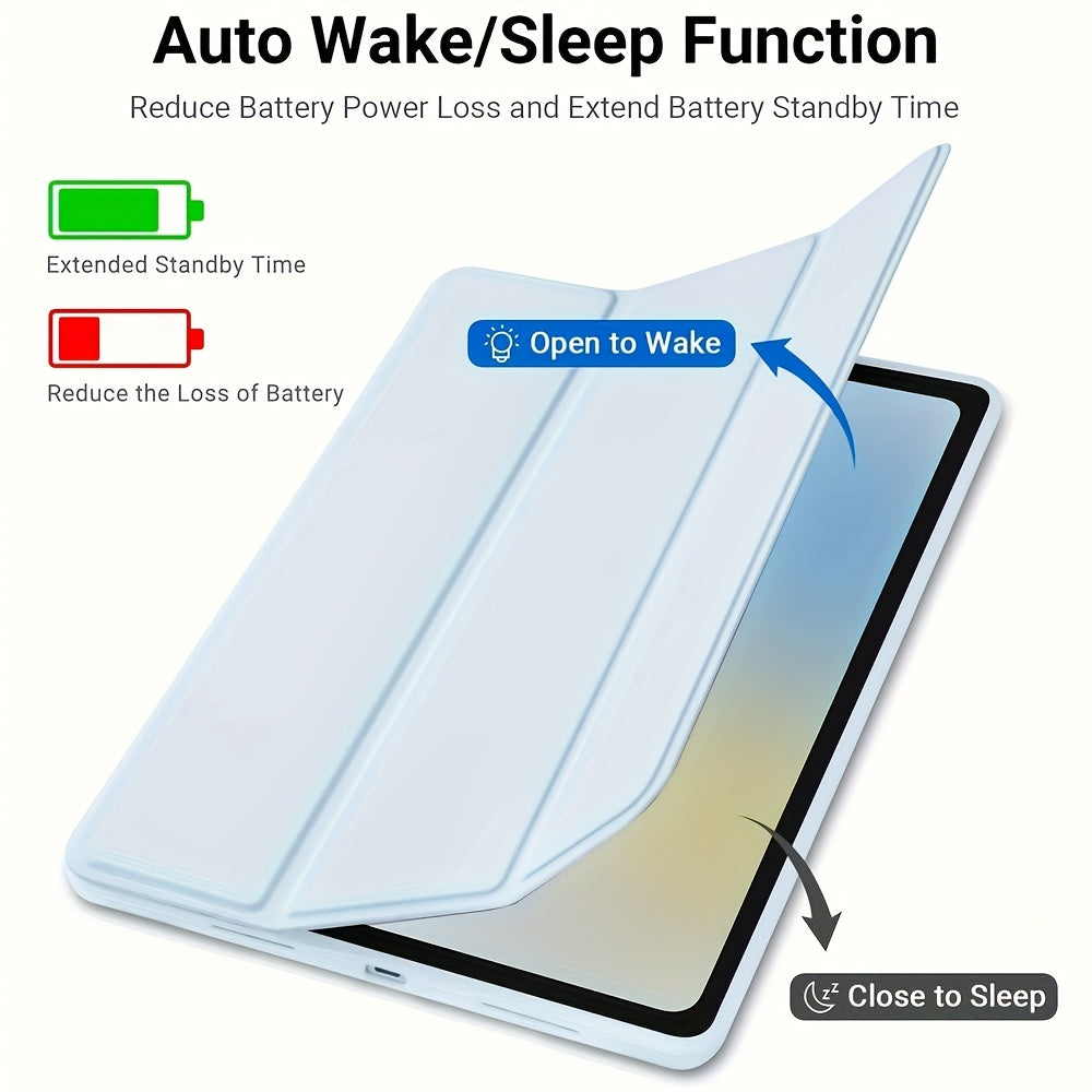 Case for iPad (A16) 11th generation 27.94cm 2025 new compatible iPad 10th generation shell 2022 10.9-inch three fold stand intelligent protective cover soft TPU back shell automatic wake-up/sleep, Tablet Stand Case, Smart Wak