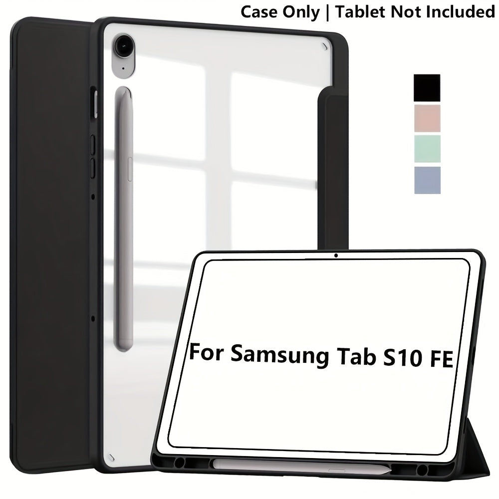 For Samsung for galaxy Tab S10 FE/S9 FE/S9 Case, Featuring a Clear Back Cover, Automatic Sleep/Wake Functionality, [Slim Protective Design] [Stand Capability] [Scratch