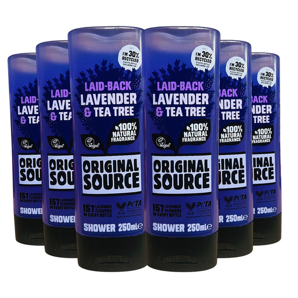 Original Source Lavender & Tea Tree Shower Gel | Relaxing Body Wash for Daily Skin Refresh | 6 x 250ml Pack