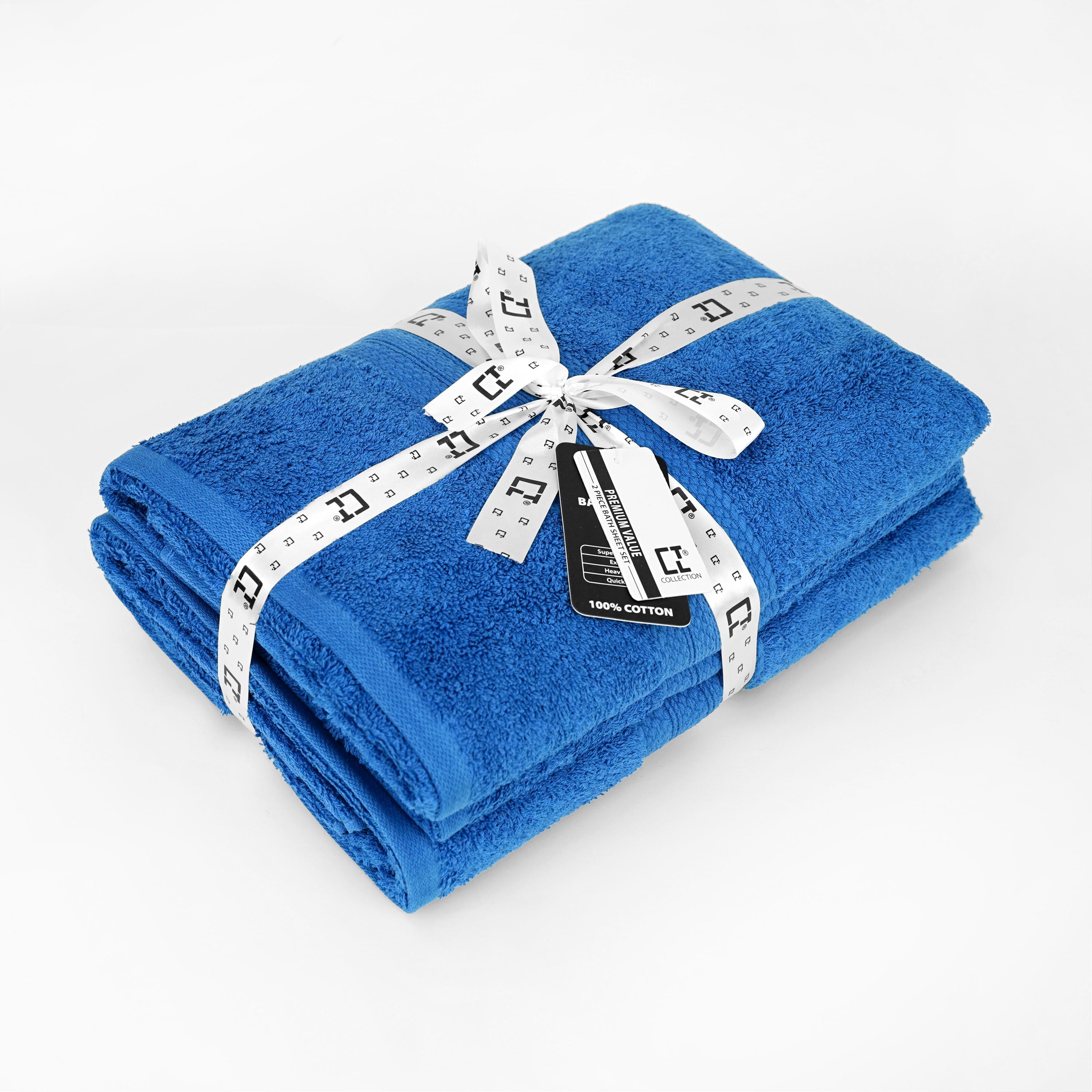 2x Premium Jumbo Bath Sheet Highly Absorbent and Quick Dry 100% Egyptian Cotton 90 X 170 Cm