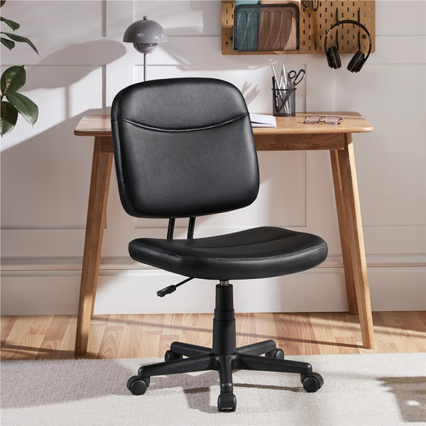 Costoffs Armless Office Chair Swivel Task Chair Mid Back Desk Chair Rolling Computer Chair without Arms for Office Study Meeting Room