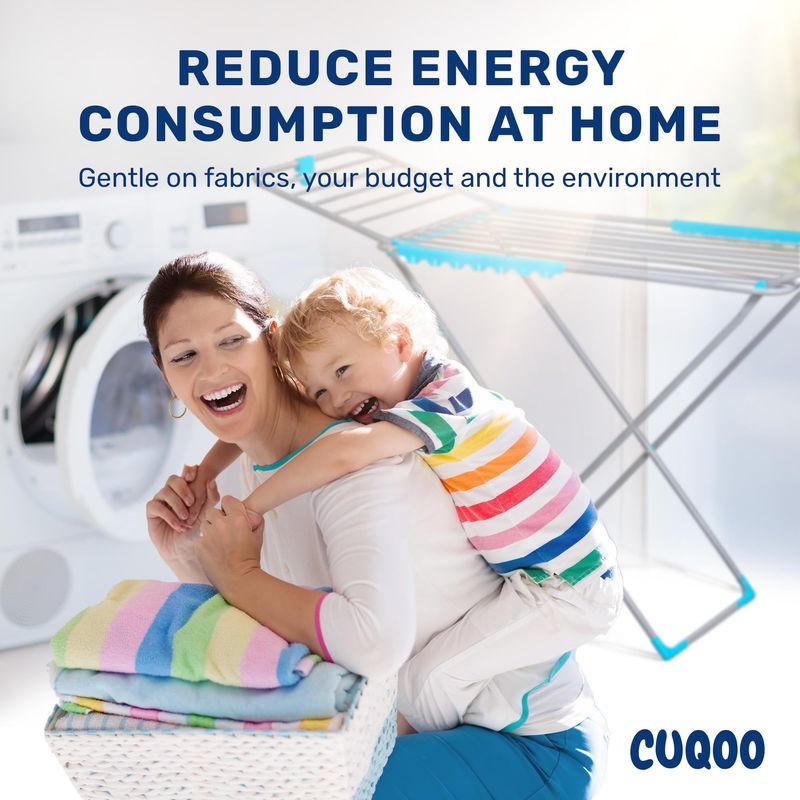 CUQOO Foldable Airer - Compact Clothes Drying Rack, Winged Heavy Duty Indoor Airer, Outdoor Clothing Drying Rack w/ 22 Bars, Large Premium Stainless Steel Laundry Clothes Horse