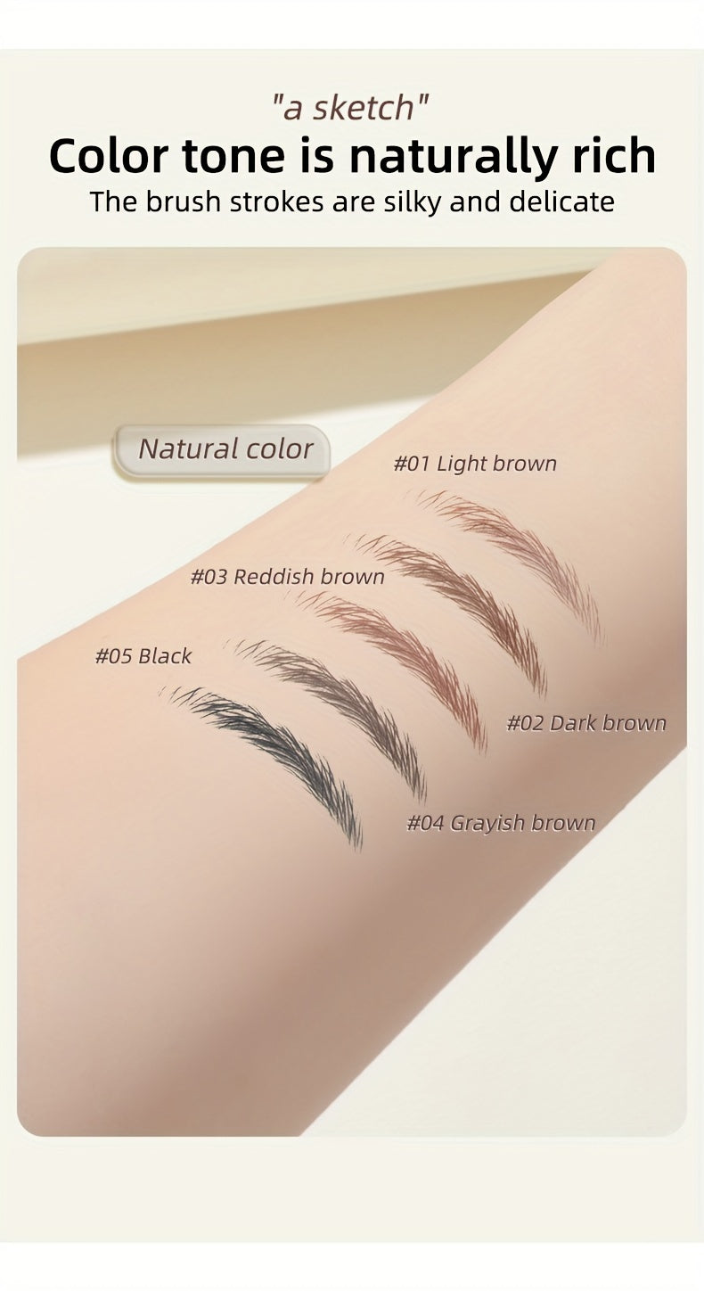 6-Pack Makeup Artist Special One-Stroke Shaped Simulation Eyebrow Feeling Ultra-Thin Four-Pronged Eyebrow Pen Waterproof and Anti-Scratch No Bleeding Natural Three-Dimensional Eyebrow Pen Natural and Vivid Roots Clear Not Rem