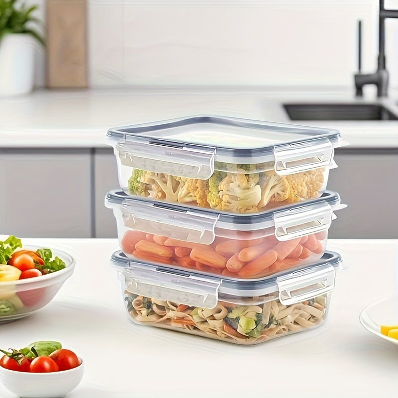 2/3pcs Rectangle Food Storage Container Set, Leakproof, Microwave Dishwasher Freezer Safe, Reusable, PP, Air-tight, Hand Wash, Latch Closure, Multipurpose, Non-Electric, with Lids, for Fruits, Vegetables, Meat,Outdoor Equipme