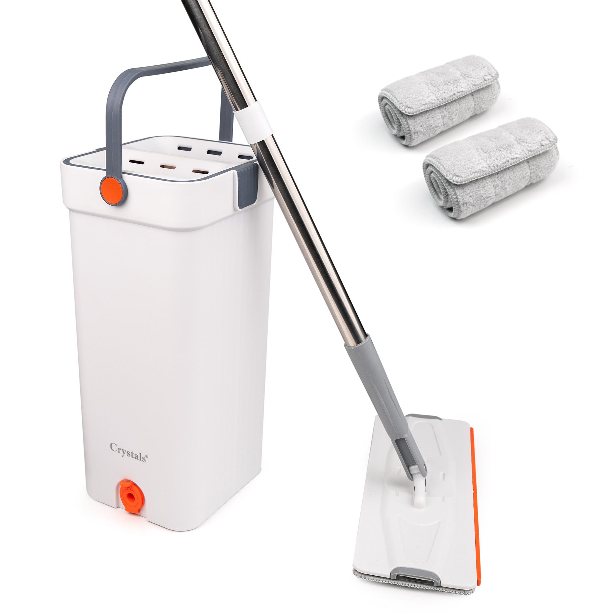 Mop Bucket Cleaning Kit, Including Mop and Bucket and Change the Mop Pad, Hand Wash Free Mop, Wet and Dry Mop, Multifunctional Bucket, Suitable for Tile, Marble, Wooden Floors, Cement Floor Cleaning, Reusable Mop Pads, Cleani