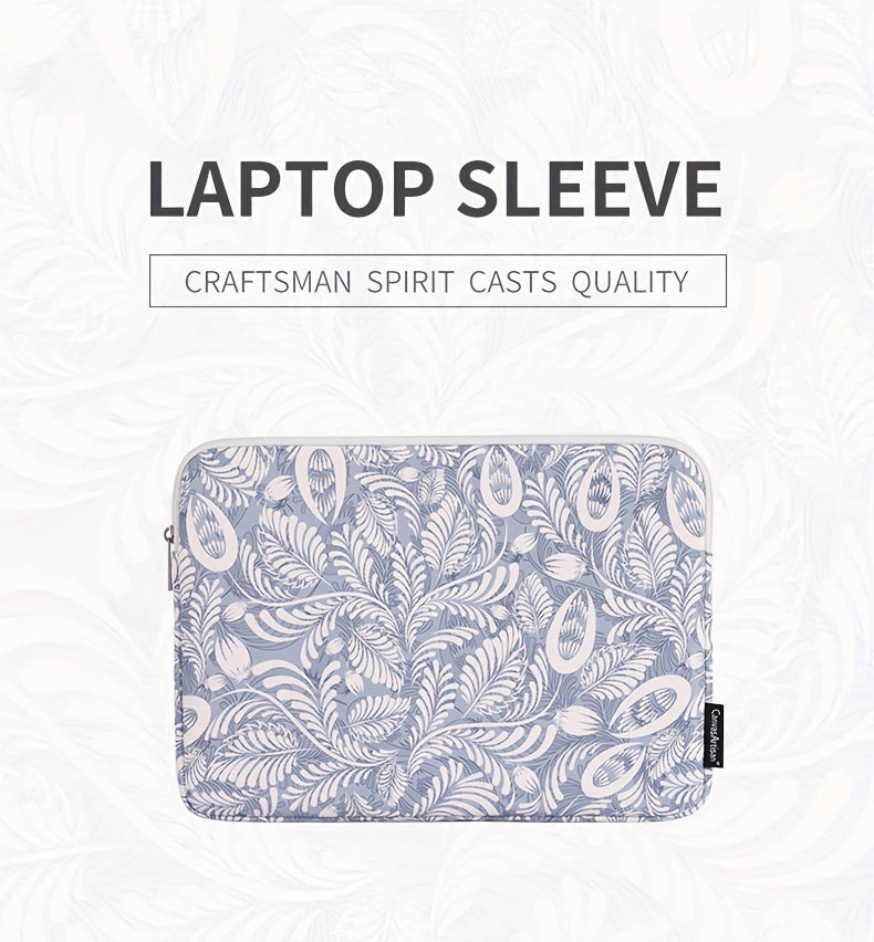 Canvas Artisan Shockproof Laptop Case Bag with Floral Print - Compatible with for lenovo MacBook Matebook, Durable Zipper Closure, Polyester Lining, Lightweight Design for Daily Commute & Outdoor Use, Laptop Bag, Portable Tec