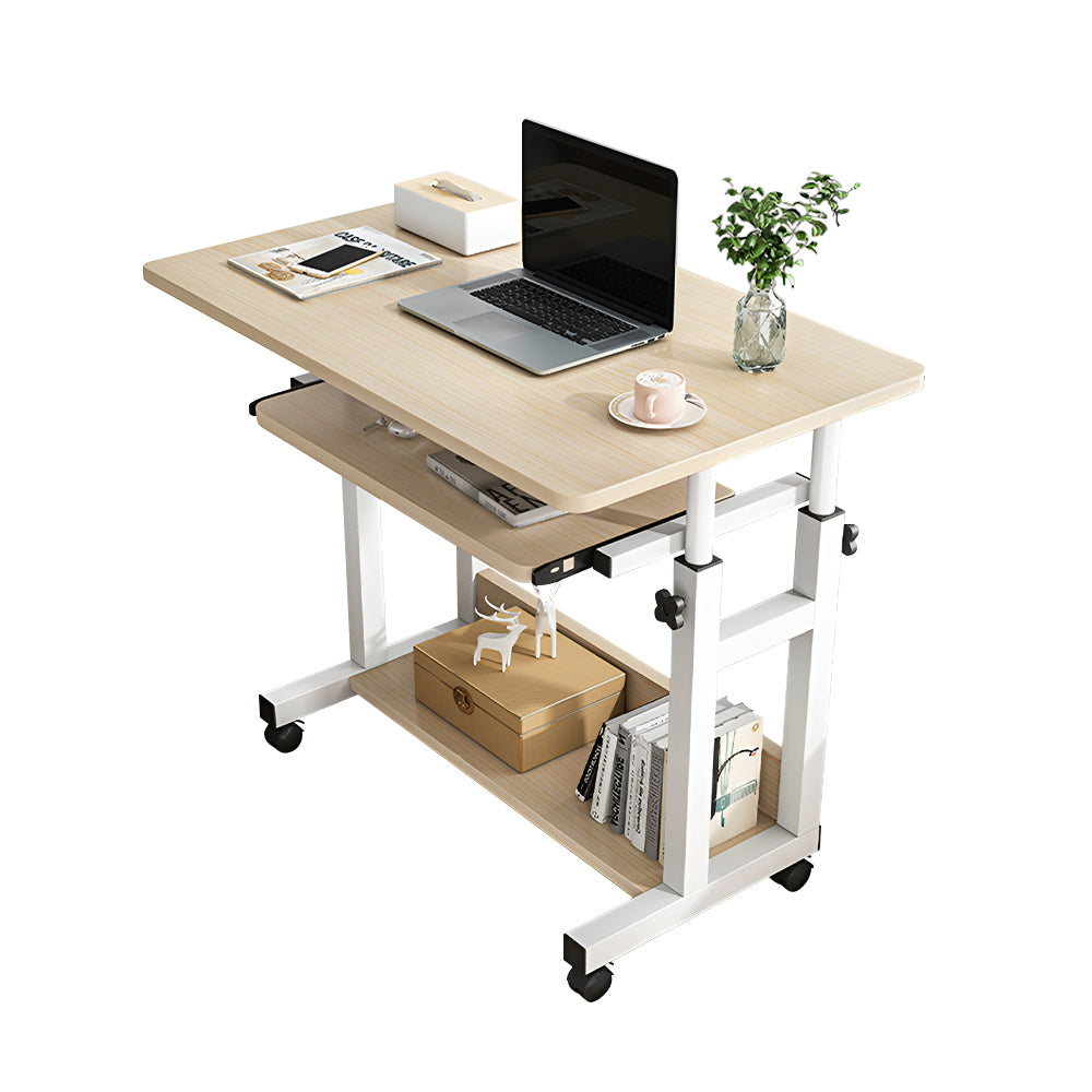 1Pack Adjustable Laptop Desk - Height-Adjustable Mobile Workstation for Sofa/Bedside, Multi-Scene Table for Living Room & Bedroom, Wood Tone 23.62x17.72x27.17-33.46inch
