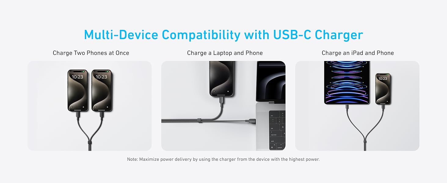 Anker USB C Cable, 6 ft 2-in-1 Type C Cable, 140W Max Fast Charging for iPhone 17/16/15, iPad Pro, Samsung Galaxy, MacBook Pro, and More USB 2.0, Braided, Black