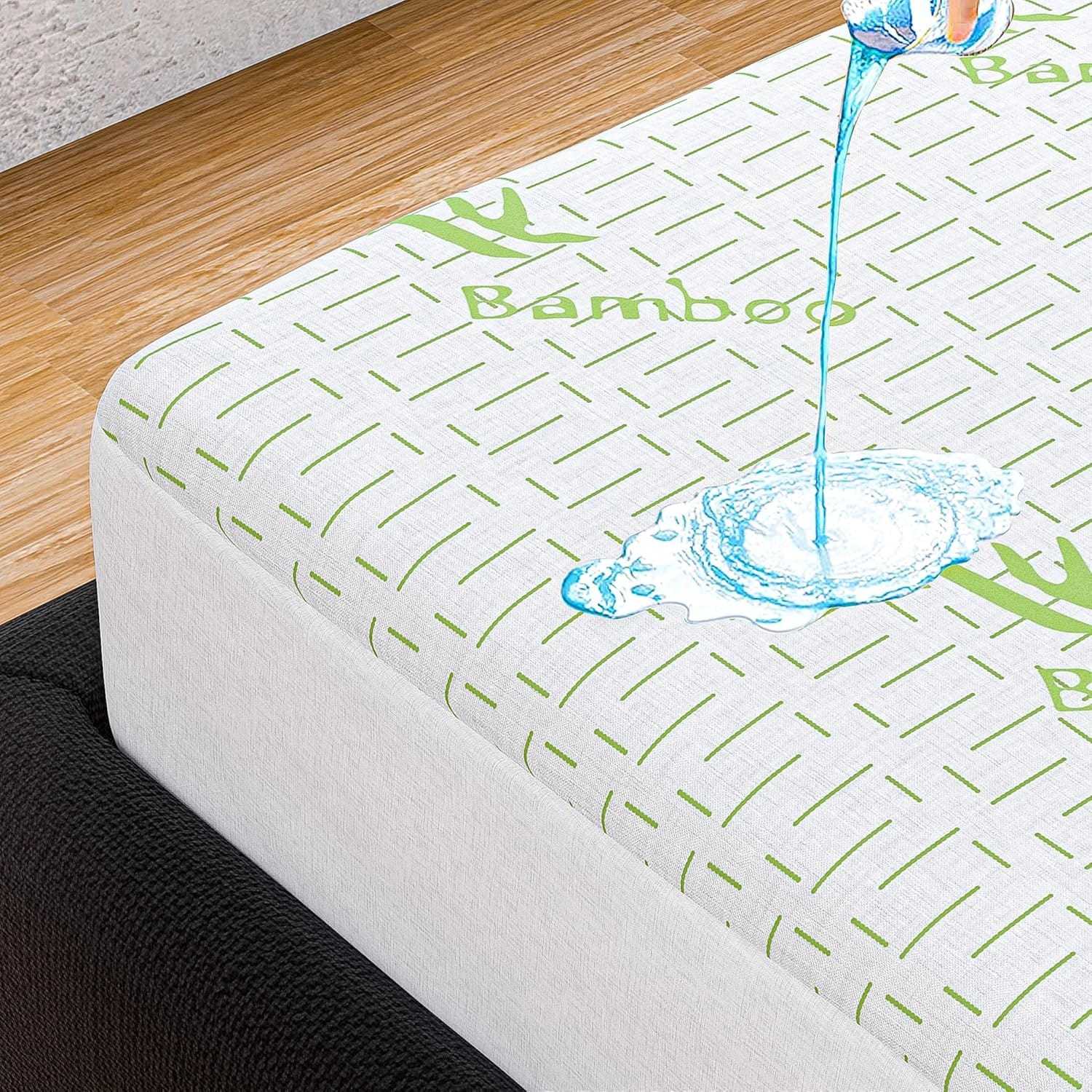 4B Bamboo Mattress Protector – Extend the Life of Your Mattress with a Durable, Reliable, and Stylish Bed Cover – Smooth, Neat Fit Ensures a Sleek Look – Fade-Resistant and Easy to Care For – Ideal for Homes, Guest Sp