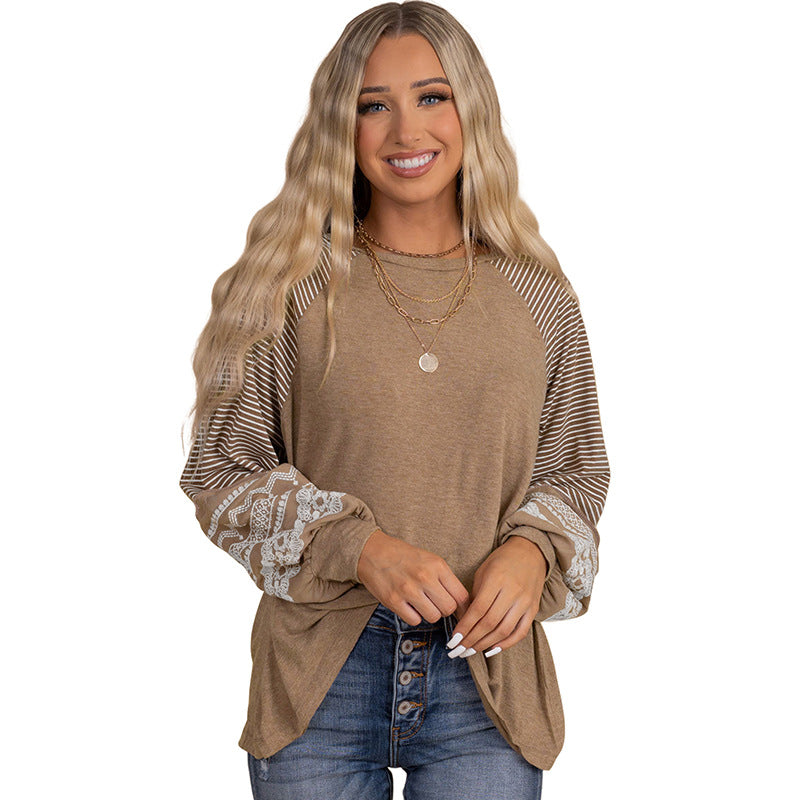 New Pullover Round Neck Long Sleeves Top For Women