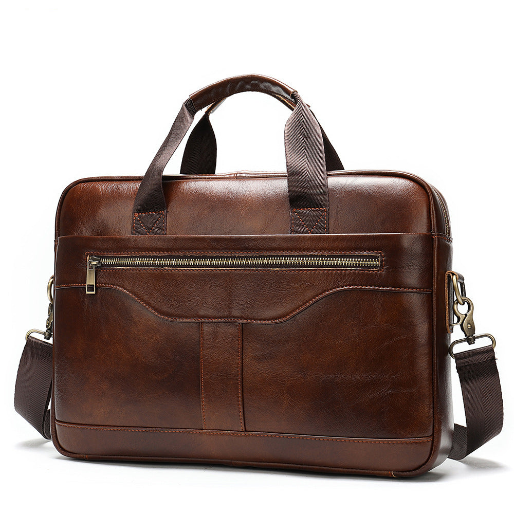 Vintage Business Office Handbag Men's Real-leather Bag Briefcase