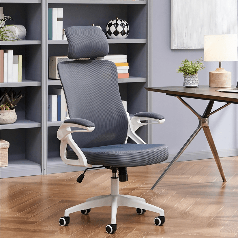 Costoffs Office Chair with Flip-up Armrest, Comfy Desk Chair with Adjustable Padded Headrest, Gaming Chair, Big and Tall Office Chair, Computer Chair with Customized Lumbar Support and Cushioned Seat