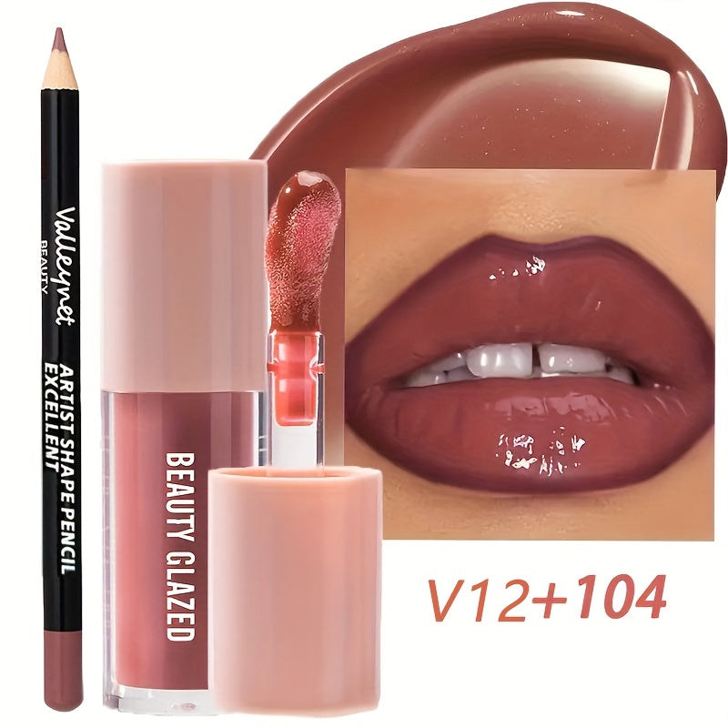 2pack/Set, Lip Liner + Lip Glaze, Matte, Moist And Shiny, Long-Lasting Color, Mixed Color System, Create Bright Lip Makeup, Lip Liner Pencil, Lip Gloss, Lip Lin, Lip Combo, Lip Liner And Lipgloss Set, Lip Liner Long Lasting,