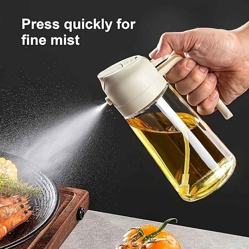 Large Capacity Oil Spray Bottle with Precise Mist Sprayer - Two-In-One Oil Dispenser & Sprayer, Non-Spill Kitchen Oil Bottle for Cooking, BBQ, Baking, Salad - Heavy-Duty Plastic Construction, Easy-Pour Spout - Ideal for Home,