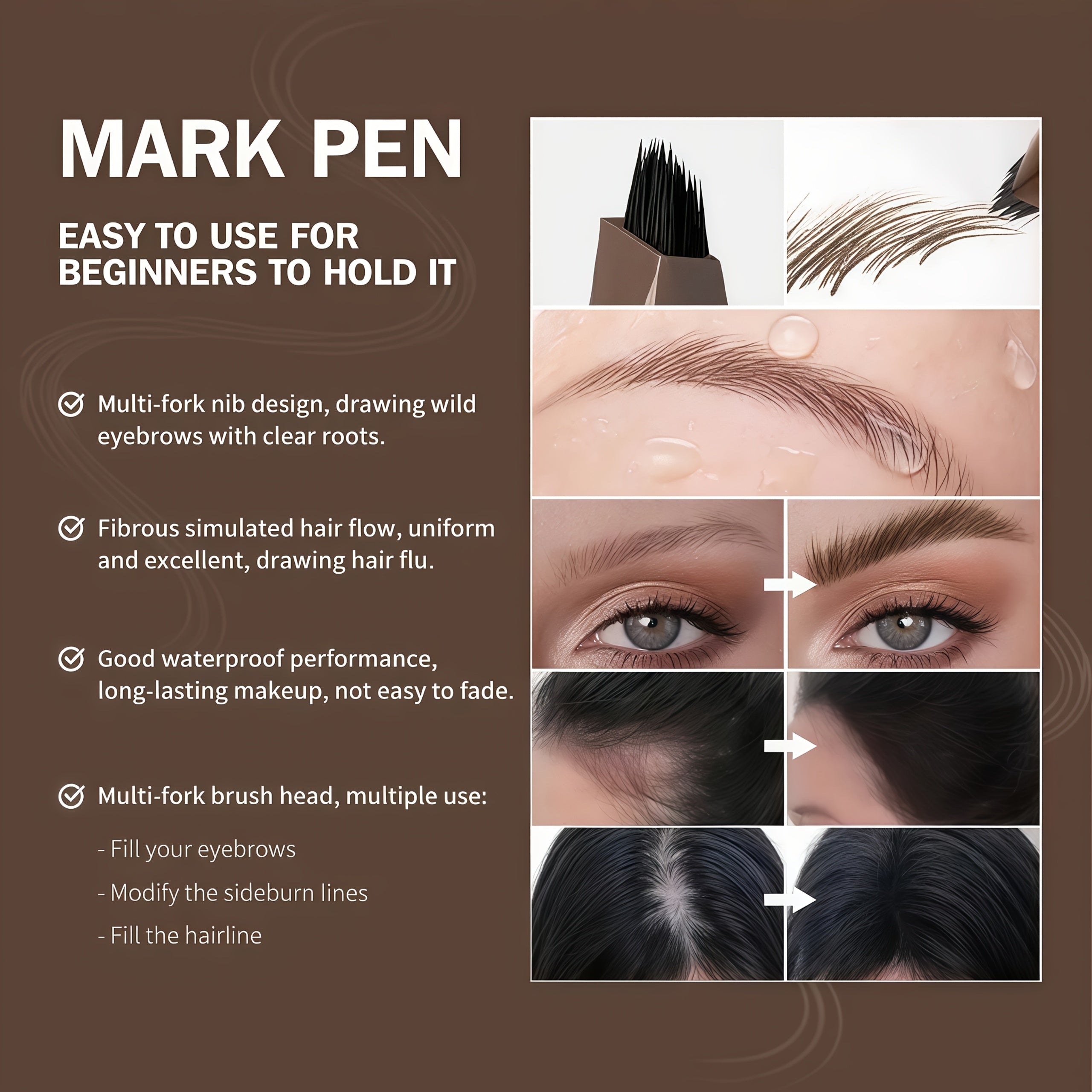 Multi-Fork Brush Design for Defined and Full Eyebrows, Waterproof and Sweat-Proof, Ideal for Halloween, Christmas, Valentine'S Day, Birthday Gifts