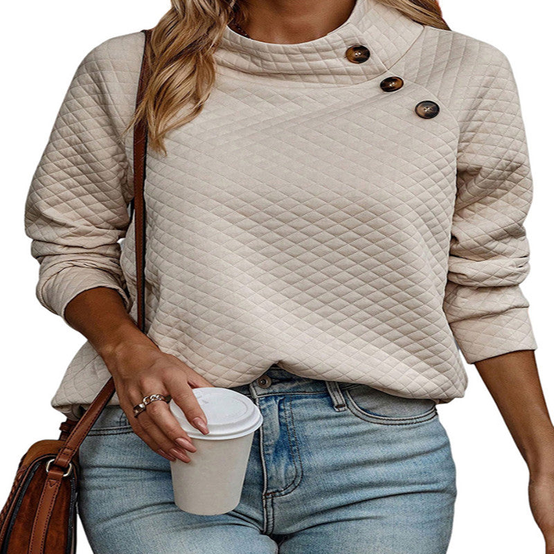 Autumn Solid Color Stand Collar Pullover Women Loose Long Sleeve Sweatershirt Women