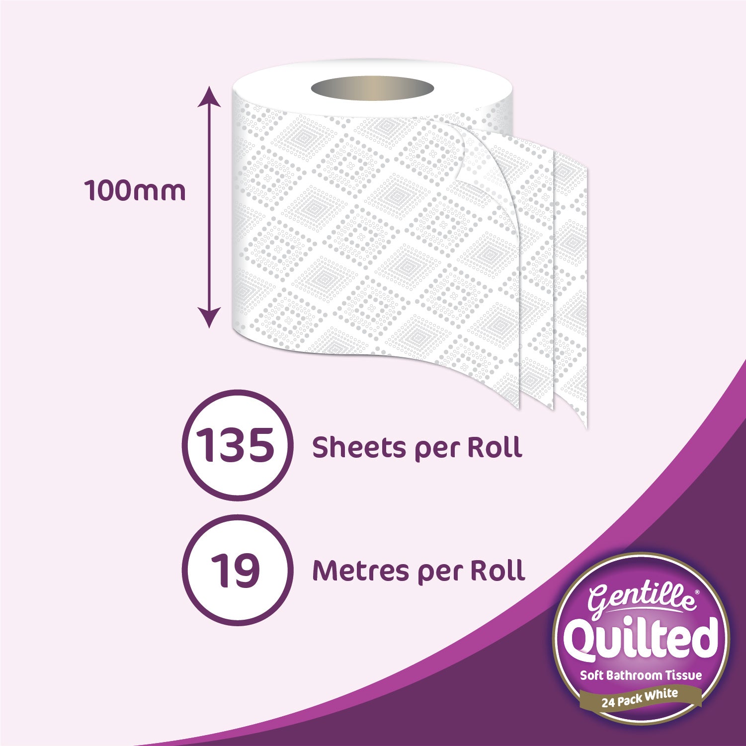 Gentille Quilted Bathroom Tissue Luxury 3-Ply Toilet Roll Super Soft Paper Gentile on Skin, Strong, Embossed 40 Rolls Affordable Bulk Buy Great Value 10 x 4 packs Responsibly sourced