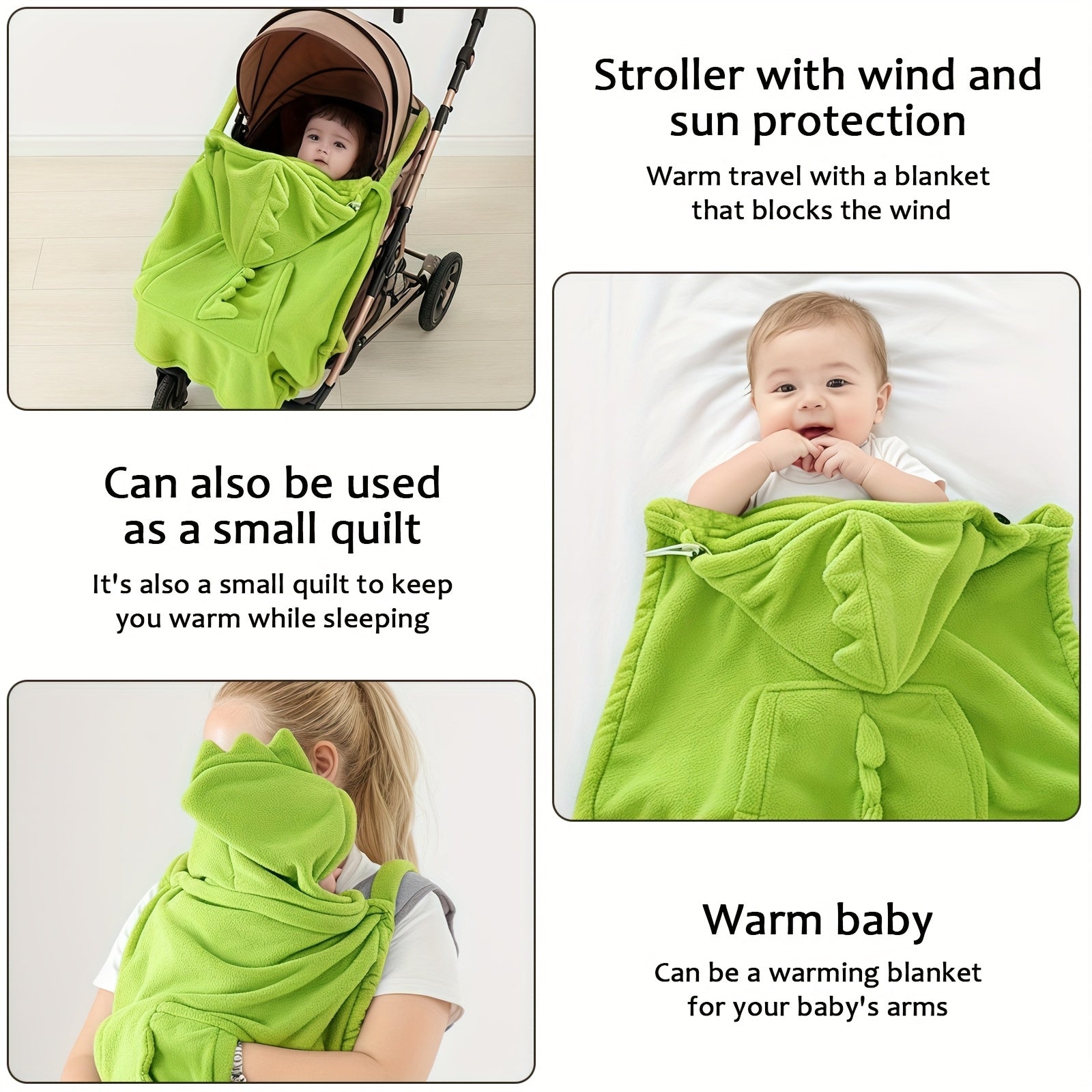 One Cartoon Dinosaur Children's Waist Stool Warm Cape, Multifunctional Front-Carry Windproof Cloak - Suitable for Home and Outdoor Use as Cold Protection Blanket