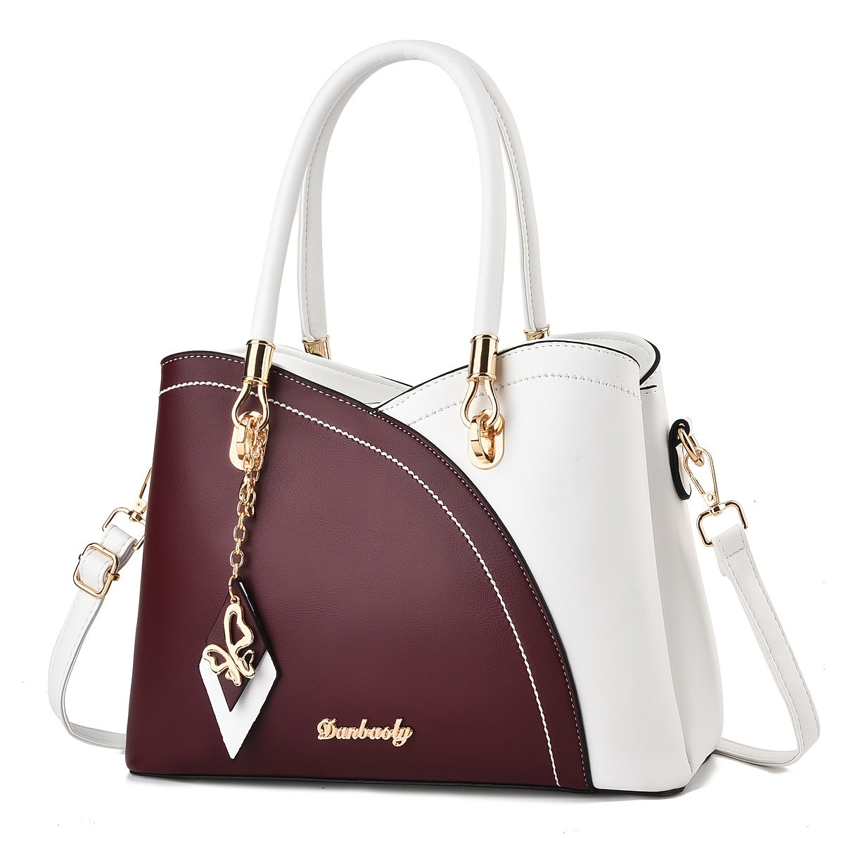 Elegant Women’s Two-Tone PU Handbag – Large-Capacity Fashion Satchel with Shoulder Strap