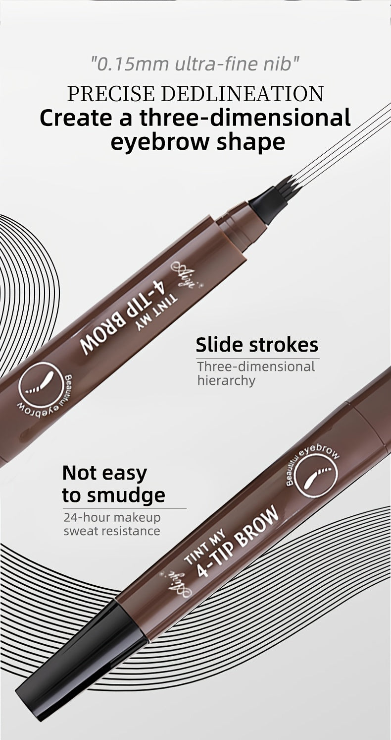 6-Pack Makeup Artist Special One-Stroke Shaped Simulation Eyebrow Feeling Ultra-Thin Four-Pronged Eyebrow Pen Waterproof and Anti-Scratch No Bleeding Natural Three-Dimensional Eyebrow Pen Natural and Vivid Roots Clear Not Rem