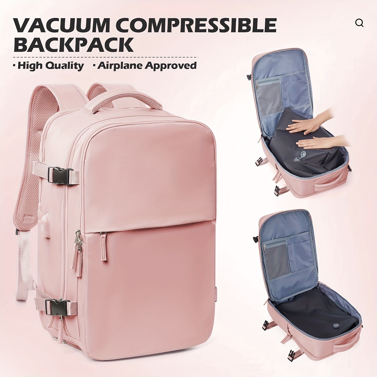 Lightweight Large Capacity Travel Vacuum Backpack - Durable Nylon Business & Vacation Bag with Multiple Compartments, Adjustable Shoulder Straps, and Secure Zippers for Men and Women, Business Travel Bag, Spacious Compartment