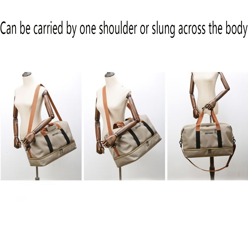 Large Tote Bag, Unisex Square Bag, Shoulder and Crossbody Bag for Men and Women, Short Business Trip Handheld Luggage Storage Bag, Men's Sports Gym Bag, Lightweight and Portable Handheld Bag, Messenger Bag [Zipper Direction R