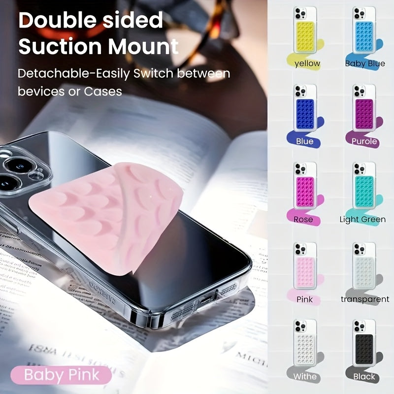 1Pack, Double-sided Silicone Mobile Phone Suction Cup, Car Holder for Mobile Phones, Strong Adhesive Bracket, Suitable for Kitchen, Bathroom and Makeup Mirror, iPhone and Android, Suitable for Selfie and Video Recording, Gift