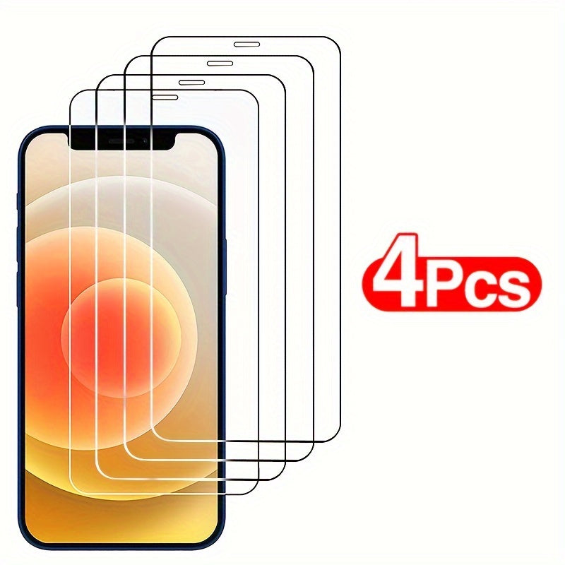 4-Pack HD Tempered Glass Screen Protection for iPhone 11 12 13 14 15 16 17 Pro 13 14 15 16 17 Pro Max 17 Air 16e 14 15 16 Plus Protective Glass Film