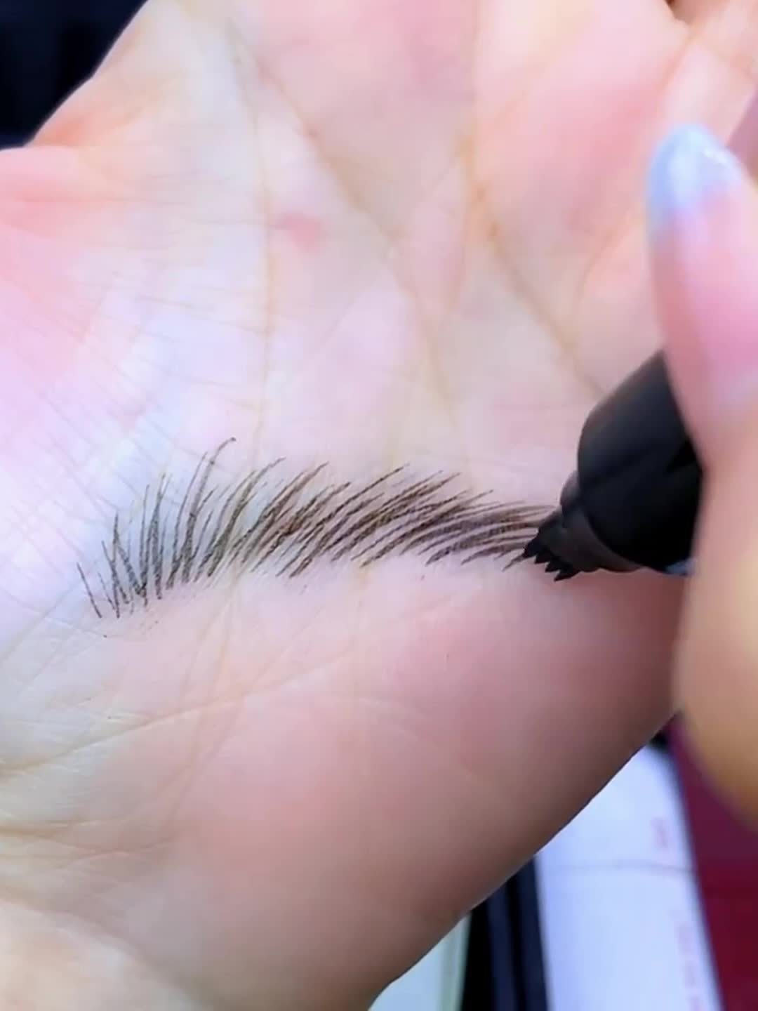 6-Pack Makeup Artist Special One-Stroke Shaped Simulation Eyebrow Feeling Ultra-Thin Four-Pronged Eyebrow Pen Waterproof and Anti-Scratch No Bleeding Natural Three-Dimensional Eyebrow Pen Natural and Vivid Roots Clear Not Rem