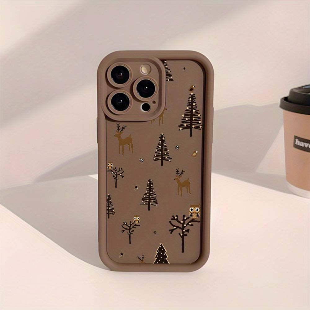 Merry Christmas Reindeer Tree Phone Case – Shockproof, Lens-Protected Cover for iPhone 7–17 Series, Light-Up, Trendy Holiday Gift