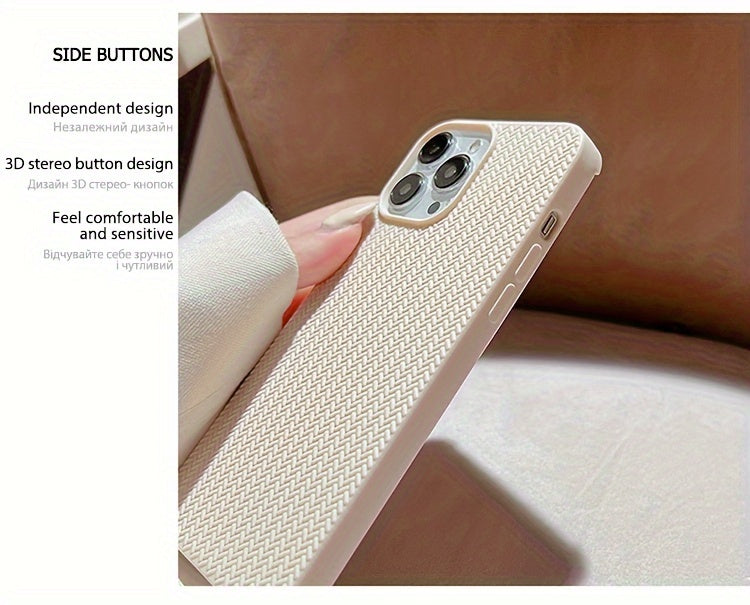 Apple iPhone Case - Luxurious Woven Design Protective Shell Accessory for 11, 12, 13, 14, 15, 16 Pro Max, 15 Plus, and 16 Plus