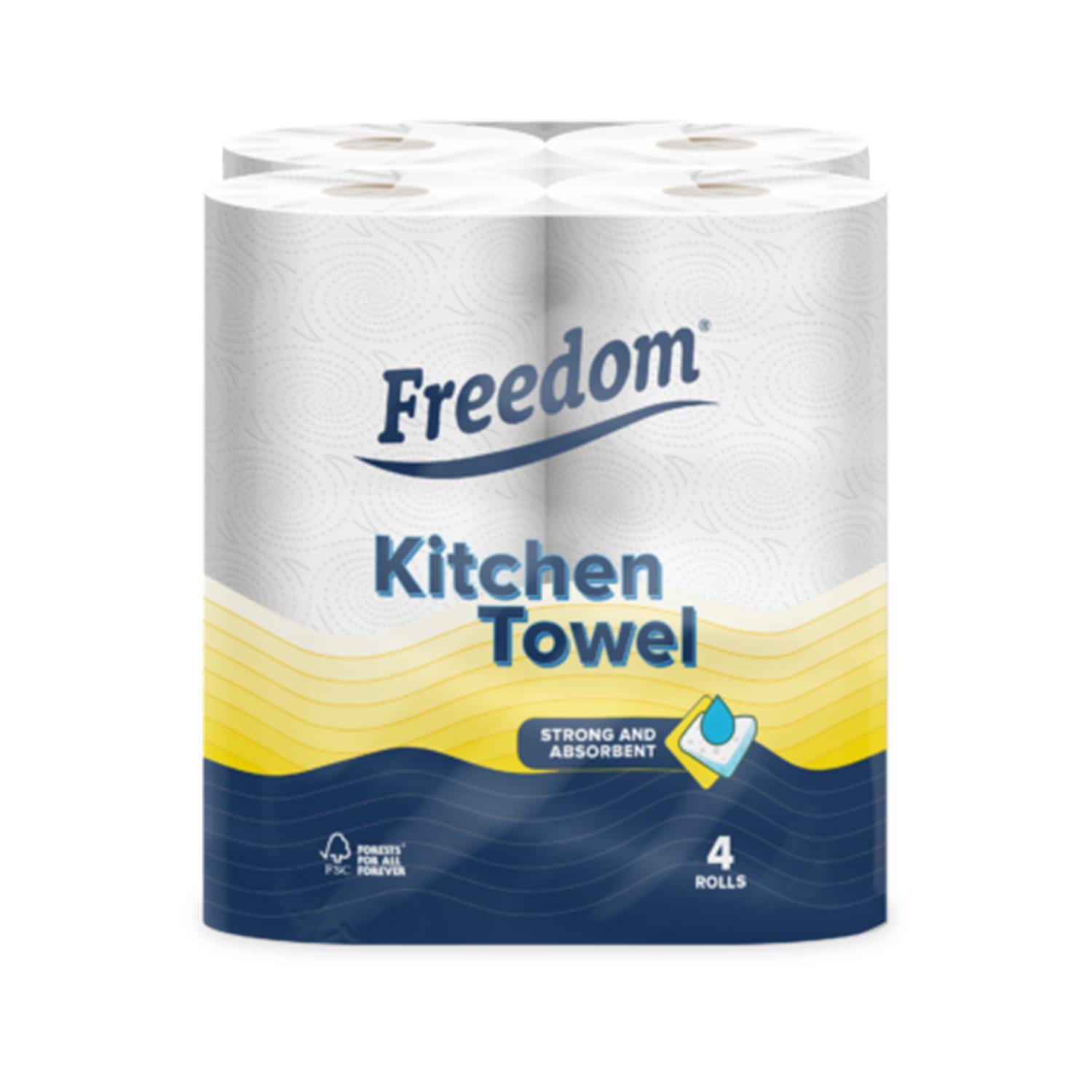 Freedom Super Strong & Absorbent MultiPurpose Kitchen Paper Roll, 24 or 72 Rolls