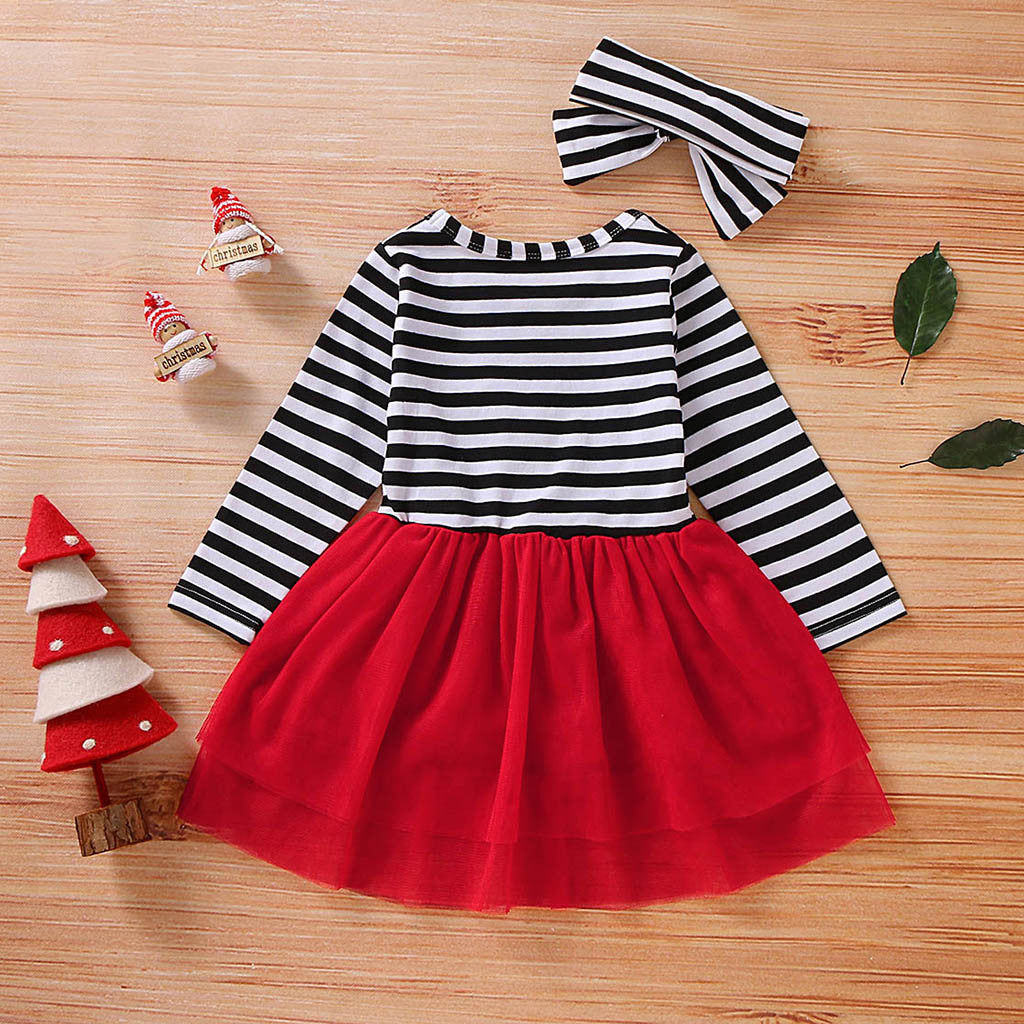 Striped Flower Santa Claus Mesh Skirt