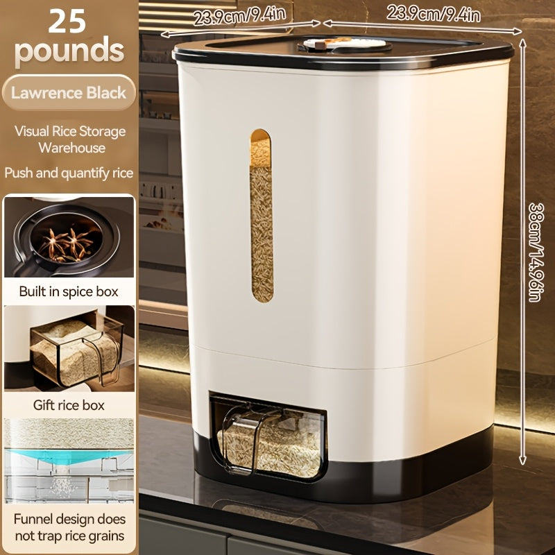 Automatic Rice Dispenser – Large Capacity Sealed & Moisture-Proof Grain Storage Container with Measuring Cup for Rice, Flour, Pet Food