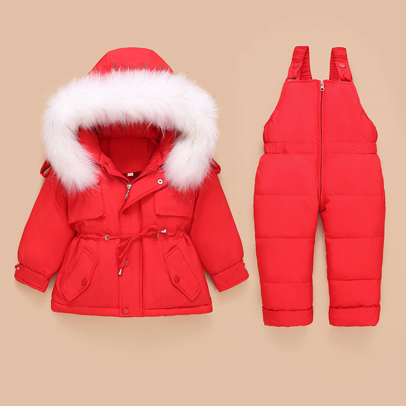 Children Down Coat Jacket + Rompers: Kids Toddler Girl Boy Clothes 2Pcs Down Winter Outfit Suit. Warm Baby Rompers Clothing Sets